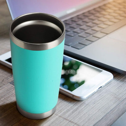 HASLE OUTFITTERS 20oz Tumblers Bulk Stainless Steel Cup with Lid Double Wall Vacuum Insulated Coffee Mug for Cold & Hot Drinks 8 Pack, Light Blue