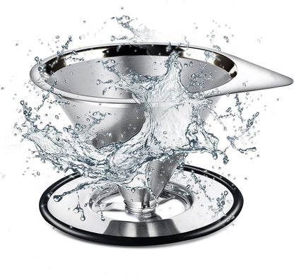 LHS Pour Over Coffee Dripper Stainless Steel Coffee Filter Metal Cone Filter Paperless Reusable Coffee Filter Single Cup Coffee Maker 1-2 Cup With Non-slip Cup Stand and Cleaning Brush
