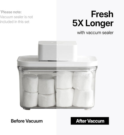 VAKUEN Premium Airtight Food Storage Containers, Mini Square 3pc/set(0.32qt), Smart One-Click Seal Lid, No Hinges, 100% Leak Proof, BPA-FREE, Dishwasher, Freezer & Microwave Safe