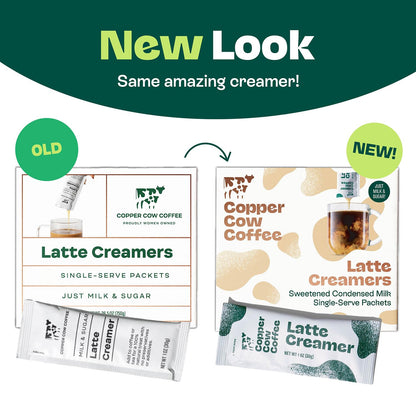 Copper Cow Coffee Sweetened Condensed Milk Coffee Creamer Singles (25 pack) | Vietnamese Inspired Coffee Creamer, All Natural Creamer Packets for Pour Overs & Lattes | No Refrigeration Needed