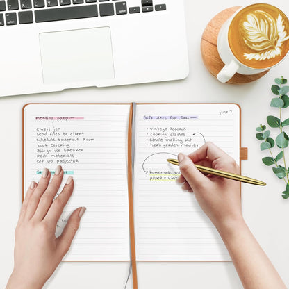 &And Per Se Lined Journal Notebook, 160 Pages, A5 5.7 x 8 inches College Ruled Thick Paper Notebook Journals for Writing, Hardcover Notebooks for Women Men Office School (1 Pack, Light Brown)