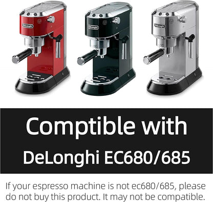 51mm 3 Ears Bottomless Portafilter for Delonghi Dedica EC680/EC685/EC785/EC820/EC850/EC860 SMEG Espresso Coffee Machine, Stainless Steel Basket Included ABS Handle Black