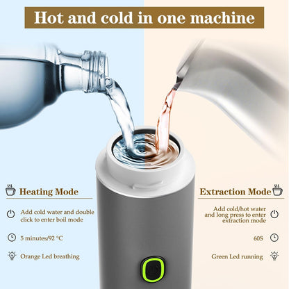 3-in-1 Portable Espresso Maker, Travel Coffee Maker, Self-Heating Car Coffee Maker with USB-C, Small Espresso Machine with Ground Coffee & Capsules (NS＆DG) for RV, Hiking, Office (grey)