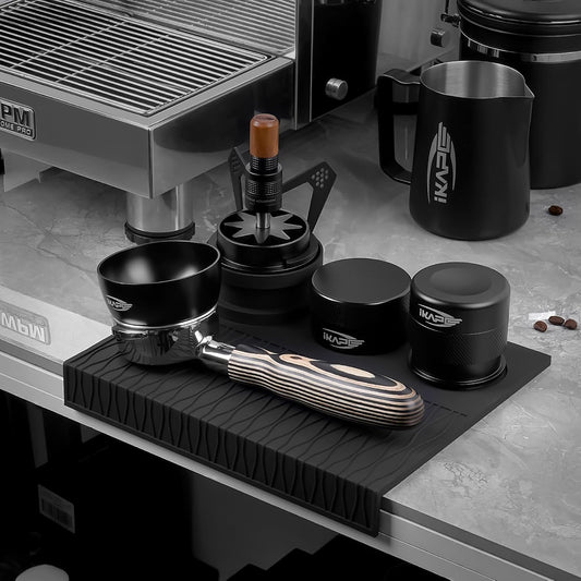 IKAPE Espresso Tamping Mat, Food Grade Silicone Coffee Tamper Mat, Portafilter Tamp Mat Espresso Accessory For Baristas, Waterproof Heat Resistant Tamping Pad Mat for Counter