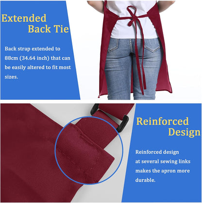 4 Pack Chef Apron, Adjustable Apron with 2 Pockets, Unisex Personalised Apron for Cooking, Kitchen, Restaurant