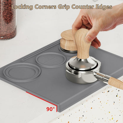 Espresso Tamping Mat, Coffee Tamper Mat, Espresso Mat for Counter, Silicone Tamper Mat, Food-grade, Non-Slip, Waterproof, Heat Resistant (Black, 25x20x2cm)