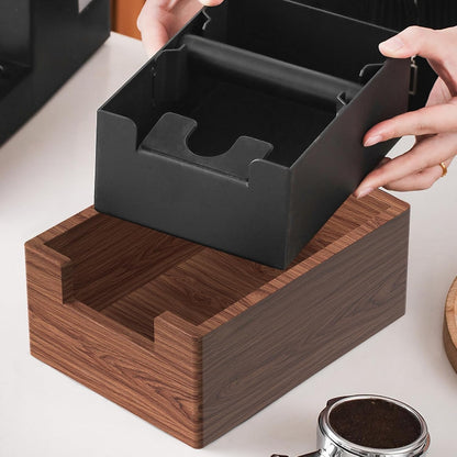 Espresso Knock Box, Coffee Knock Box with Durable Knock Bar and Non-Slip Base, Knock Box for Machine Accessories (Wooden Base)