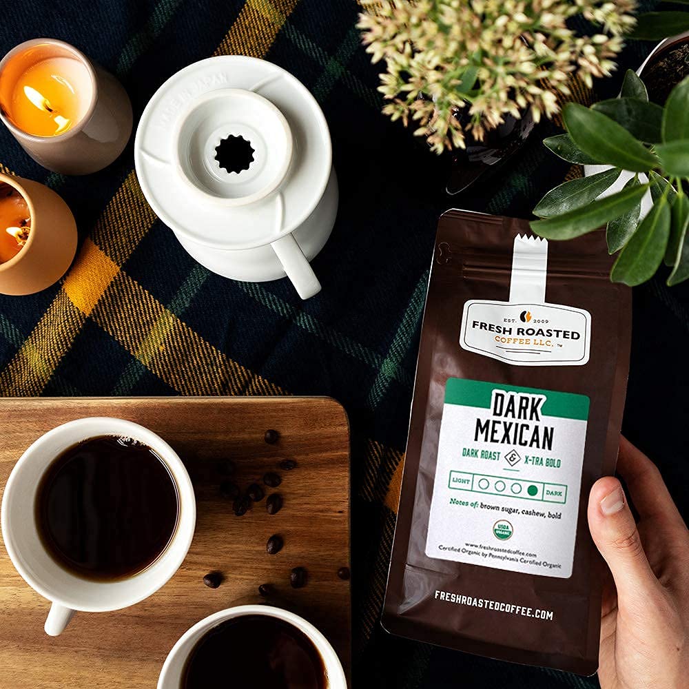 Fresh Roasted Coffee, Organic Dark Mexican | Mold & Myco 3rd Party Tested, USDA Organic, Kosher | Dark Roast 5 lb (80 oz) Ground