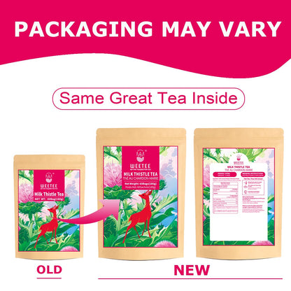 WT WEETEE Milk Thistle Tea Bags, Made with 100% Pure Milk Thistle Seeds, Natural Caffeine-free Herbal Tea Detox Tea 3g x 60 Counts