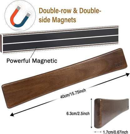 HOSHANHO Magnetic Knife Strips, Magnetic Knife Holder for Wall 16 Inch, Acacia Wood Knife Magnetic Strip Use as Knife Bar, Knife Holder for Kitchen Utensil Organizer