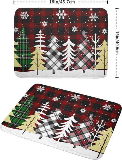 Christmas Dish Drying Mat for Kitchen Counter 16”x18” Christmas Tree Buffalo Plaid Dish Draining Mat Ultra Absorbent Microfiber Pad Holiday Mats Fast Drying Mat Table Protector for Countertop Bar