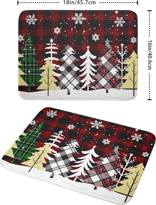Christmas Dish Drying Mat for Kitchen Counter 16”x18” Christmas Tree Buffalo Plaid Dish Draining Mat Ultra Absorbent Microfiber Pad Holiday Mats Fast Drying Mat Table Protector for Countertop Bar