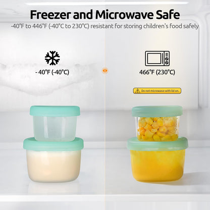 U-Taste 3oz Mini Sauce Containers: Food Grade Liquid Silicone Condiment Storage with Airtight Lid, Freezer Safe with Clear 100ml Measurements, Reusable for Dipping Ketchup, Salad Dressing (Aqua Sky)