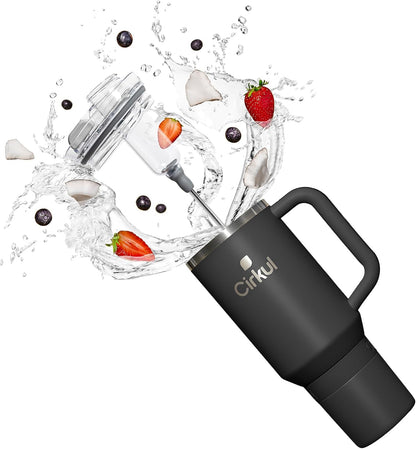 Cirkul 40oz. Carbon Stainless Steel Tumbler with Handle, All-Day StrawSip™, Double-Wall Insulated
