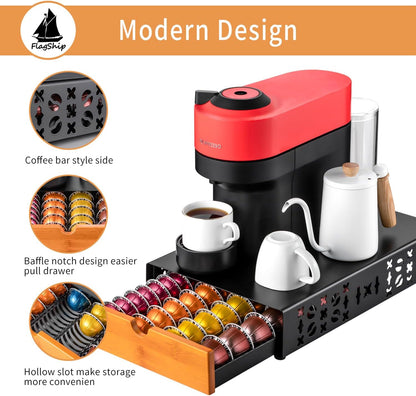 Flagship Vertuo Pod Holder Coffee Storage for Nespresso - Black Metal Fits All Size Vertuo Pods