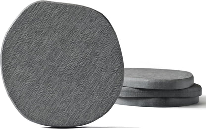 Instant Dry Stone Absorbent Diatomite Coaster Set of 4 for Drinks Wine Coffee, Modern Unique Cup Diatomaceous Earth Coasters for Coffee Table Office Desk, Deep Grey