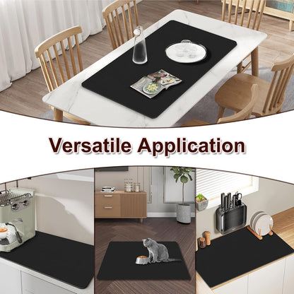 Dish Drying Mat for Kitchen Counter, 16.5’’ X 27.6’’ Super Absorbent Large Coffee Station Mat Fit Under Coffee Maker Machine Pot Espresso Machine, Drainer Mat Easy Clean, Black