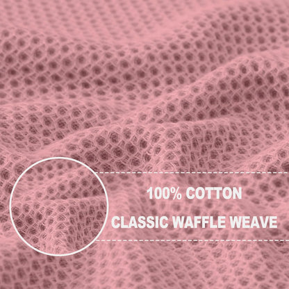 Homaxy 100% Cotton Waffle Weave Kitchen Dish Towels, Ultra Soft Absorbent Quick Drying Cleaning Towel, 13 x 28 Inches, 8-Pack, Dried Rose