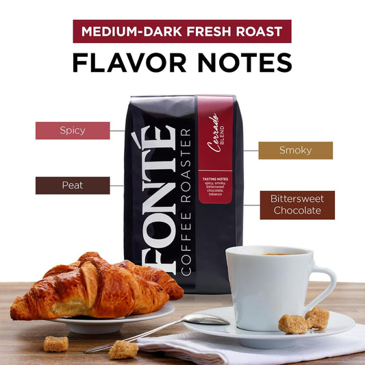 Fonte Coffee Roaster - Home Espresso Coffee - Medium-Dark Fresh Roast - Roasted in Seattle - Single Origin - 12 oz - Spicy, Smoky, Bittersweet Chocolate, Peat - Cerrado