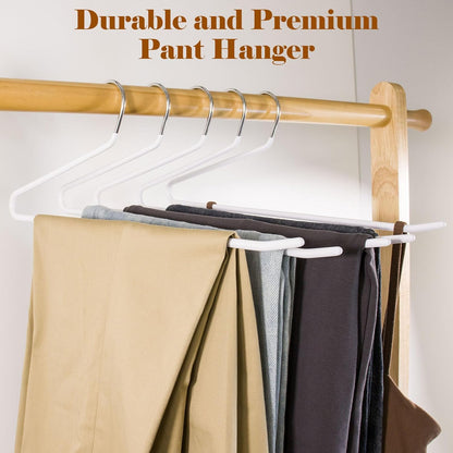 Open Ended Pants Hangers,30-Pack Clothes Hangers Space Saving, Non-Slip Pants Hangers,Black Metal Hangers Design for Jeans,Slacks,Scarf (White)