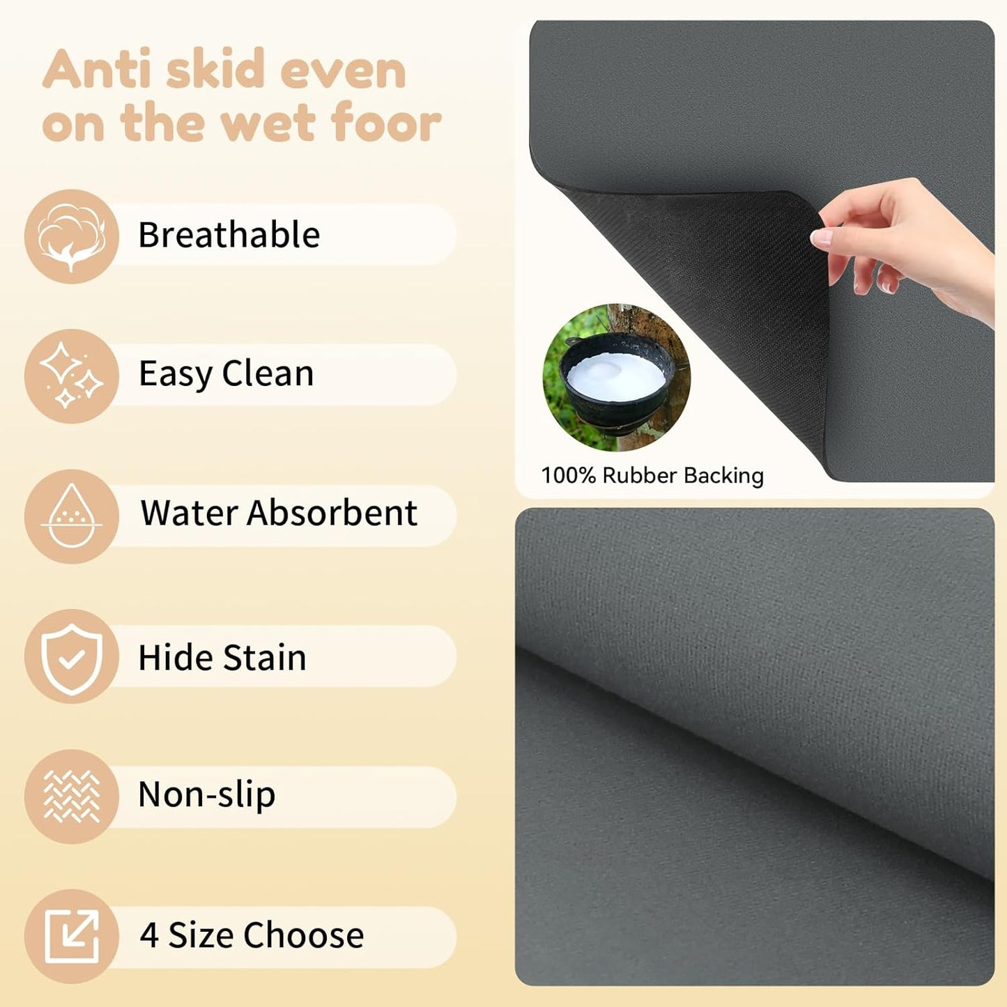 Coffee Mat Hide Stain Rubber, Coffee Bar Accessories Fit Under Espresso Machine CoffeeMaker Coffeepot, Backed Absorbent Dish Drying Mat for Kitchen Counter(Dark Gray, 30.5cm×40.60cm)