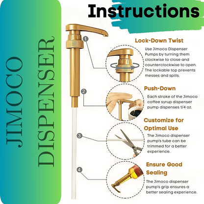 Jimoco® Syrup Pump Dispenser + Torani® Sugar Free Green Apple Syrup, 25.4 oz - Coffee Syrup Pump & Flavoring Bundle