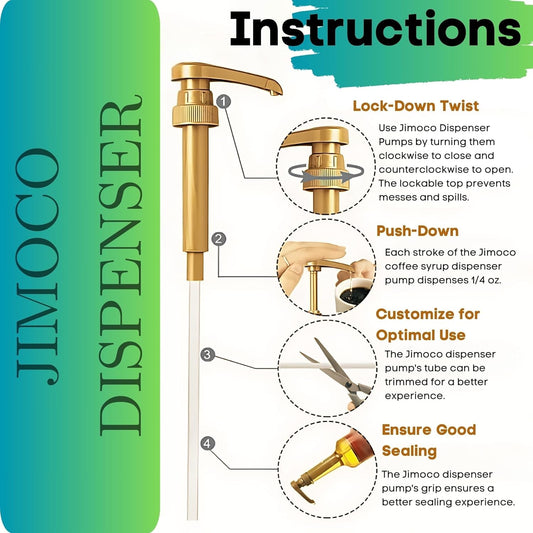 Jimoco® Syrup Pump Dispenser + Torani® Sugar Free Green Apple Syrup, 25.4 oz - Coffee Syrup Pump & Flavoring Bundle