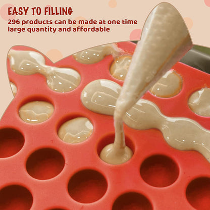 HKNMTT Mini Semi Sphere Shape Molds Silicone, 296 Cavities Round Baking Moulds for Dog Treats Snack Candy Chocolate Chip Cookie Wax Yogurt Melts, Oven Safe Small Half Ball Pellet Sheets