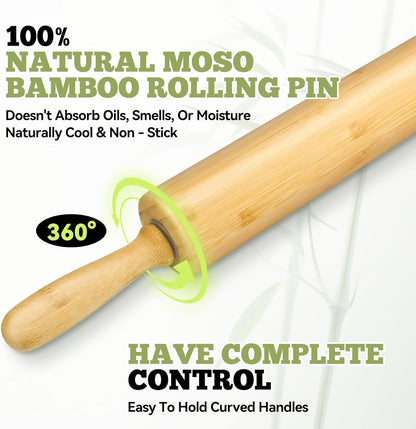 2 Pack（10 inch &17.5 inch） Wooden Rolling Pin for Baking - Long Dough Roller for All Baking Needs