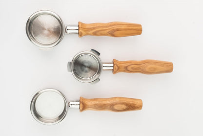 LILQ 54mm Bottomless Naked 3 Ears Portafilter Compatible with Breville Machines Stable Handle (Straight Olive, 54mm)