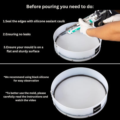 Resin Mold Large Round Deep -Kalinta 36inch Reusable Epoxy Round Molds for Resin Clock, Serving Tray Board, End Table，Floral Preservation Bouquet