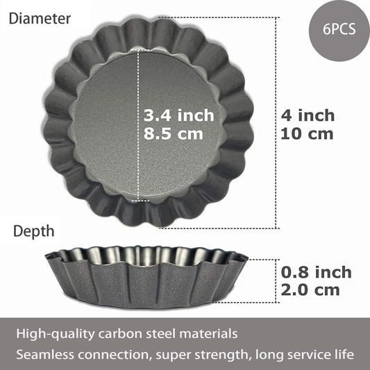 Tart Pans 4 Inch with Removable Bottom Fluted Pie Tart Pans, Round Non-Stick Pan Quiche Pan, for Baking Pizza Mousse Cakes, Christmas Dessert