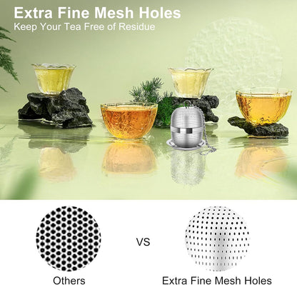 Numola Tea Ball Infuser for Loose Tea, Extra Fine Mesh Tea Strainer with Drip Tray, 304 Stainless Steel Tea Steeper for Black Tea, Rooibos, etc