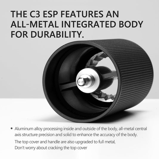 TIMEMORE Chestnut C3 ESP Manual Coffee Grinder, Stainless Steel S2C Portable Conical Burr Hand Coffee Grinder, Adjustable Grind Setting for Espresso to French Press - Black