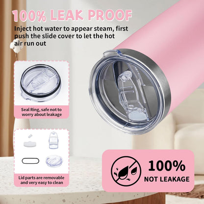20 oz Tumbler with Lids and Straws, Stainless Steel Insulated Coffee Tumbler, Double Wall Vacuum Insulated Travel Mug Cup, Leakproof Thermal Coffee Cup for Hot and Cold Drinks (light pink)