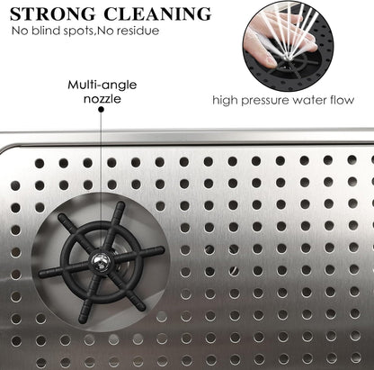 Pitcher Washer, Espresso Washer, Drainage and Drip Tray Stainless Steel Bar Glass Washer is The Sink, and The Cup Spray Washer is The Home Kitchen Hotel Cafe Restaurant (KF27-Silver)
