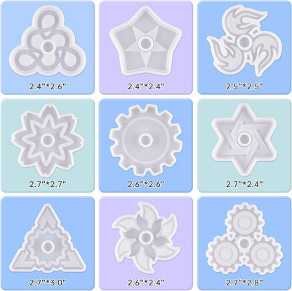 NiArt Fidget Finger Spinner DIY Epoxy Resin Casting Silicone Mold Kit 9 Molds with 10 Bearings Set,Stress Reliever Hand Fidget Toy Gifts for Kids and Adults Art Crafts Home Decorations Jewelry (Set D)