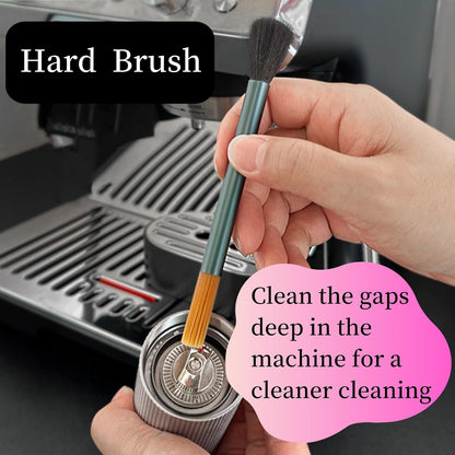Professional Burr Grinder Cleaning Brush with Aluminum Handle - Dual Head Brush Ideal for Espresso Machine and Toaster