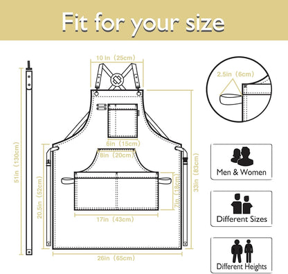 5 Pack Kitchen Apron, Work Apron, Canvas, Multiple Pockets, Gardening, Painting, BBQ, Artist, Carpenter, Sizes M to XXL, Amber