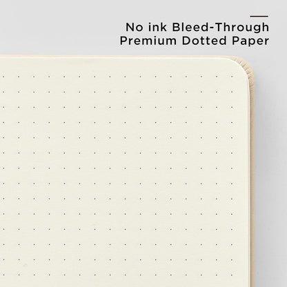 &And Per Se Dotted Journal Notebook, A5 Hardcover Leather Bullet Dotted Journal, 160 Pages 100 gsm Thick Dotted Paper，3 Stickers Included for Women Men, Work Office or School - 5.7'' x 8.3'' (Light