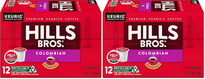 Hills Bros. Colombian Blend Keurig K-Cup Pods for Keurig Brewers – Medium Roast Premium Arabica Blend, Kosher – 2 Pack of 12 Single Serve Pods