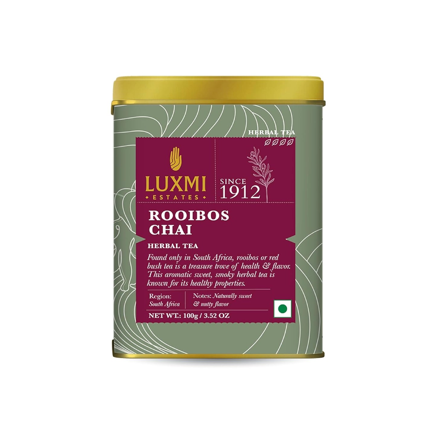Luxmi Estates - Rooibos Chai - Organic Rooibos Tea with Spices - Loose Leaf - 100g (50 Cups), Limited Fall Tea with Cinnamon, Cardamom and Clove, Perfect for Relaxation
