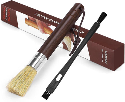 Coffee Grinder Cleaning Brush, Espresso Machine Brush Cleaner Tool with Wooden Handle and Natural Bristles for Barista Home Kitchen