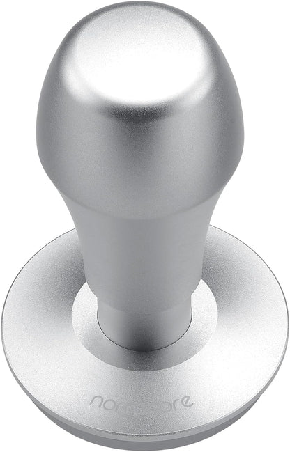 Normcore 58.5mm Coffee Tamper V4.1 with Click Sound Feedback, Espresso Barista Hand Tamper, Spring Loaded Tamper With Flat Base, Anodized Aluminum Handle, Compatible with 58mm Espresso Machine, Silver