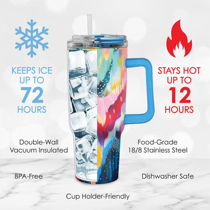 RainCaper 18/8 Stainless Steel Insulated Water Tumbler with Straw | 30oz, BPA-Free, Double Wall for Hot & Cold | Travel-Friendly, Cup Holder Ready (EttaVee Brush 100)
