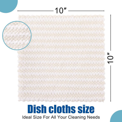 Homaxy 12 Pack Kitchen Dish Cloths, Ultra Soft and Absorbent Dish Towels, Reusable Fast Drying Microfiber Cleaning Cloth, Coral Velvet Wave Design No-lint, 10 x 10 inches, Dark Grey/Navy Blue/Beige