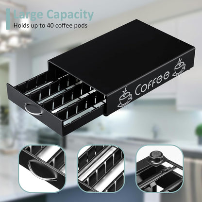 Rice rat Nespresso Pod Holder Pod Drawer Cabinet Pod Storage Rack For Counter,10.6'' Wide by 16.5'' Deep by 3.5'' High (30 Pods)