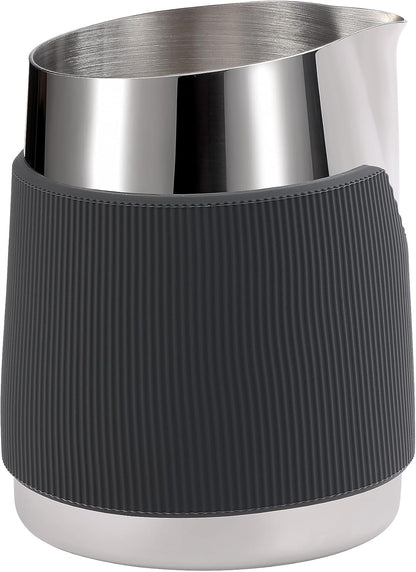 Normcore Handleless Milk Frothing Jug, Milk Pitcher 15.2 oz, Milk Frother Steamer Cup Stainless Steel Espresso Cup, Round Spout, Silver, 450 ml