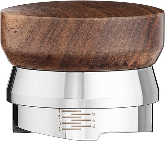 MOJAE 51mm Espresso Distributor, Espresso Distribution Tool, Coffee Distributor Adjustable Depth Espresso Leveler with Walnut Wood Handle, Fits for 51mm Portafilter