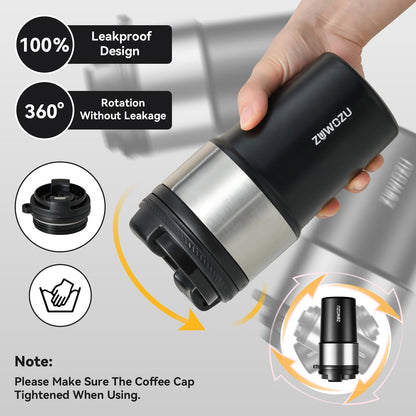 Insulated Travel Coffee Tumbler Mug - Ceramic Inner Wall Reusable Iced Coffee Cups Bottle with Lids, Stainless Steel Insulated Cold Brew Water Tumbler with Straw, BPA Free 16 Oz Water Bottle